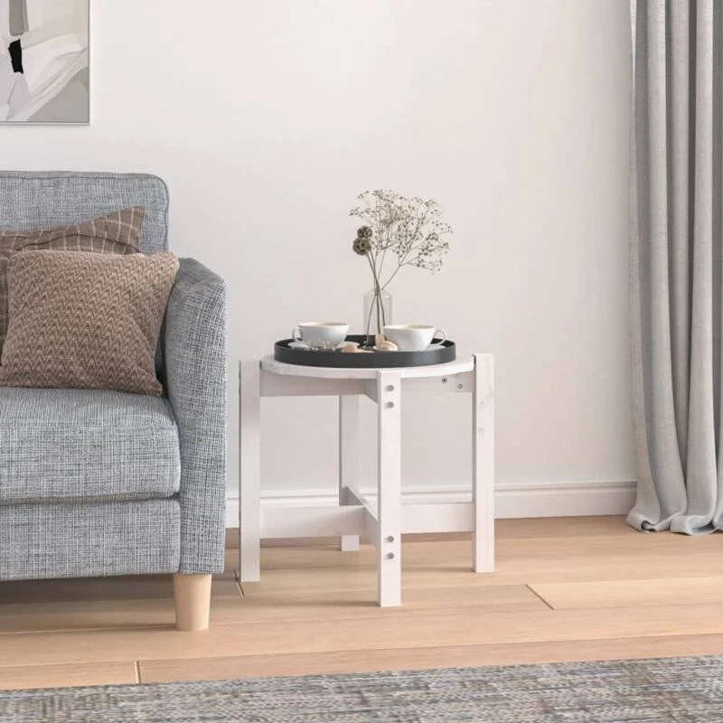 Image of Vidaxl Coffee Table White Ø 52.5X45cm Solid Wood Pine, White 822308