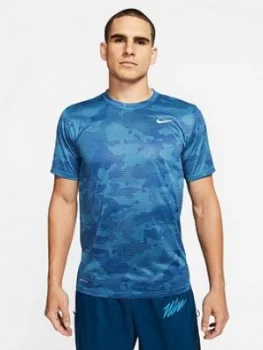 Image of Nike Dry All Over Print Camo T-Shirt - Blue