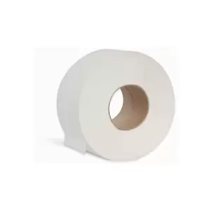 Image of Mini jumbo toilet roll (12) - White - White - Beeswift