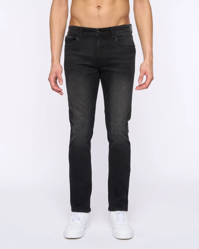 Image of Duck&Cover Overburg Mens Tapered Ultra-Flexible Stretch Jeans in Black Size: 34R Black Male 34R