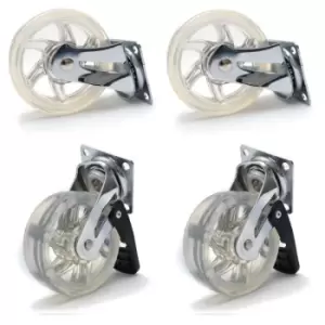 Image of 75mm 40kg Plastic Swivel Castor Wheel Furniture Caster Clear - With Brake - Pack of 4