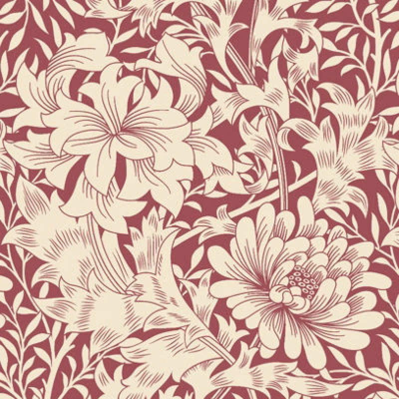 Image of Hoopla Walls Chrysanthemum Ruby Red Smooth Matt Wallpaper