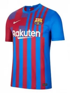 Image of Nike Barcelona Mens 21/22home Short Sleeved Stadium Shirt, Blue, Size 2XL, Men