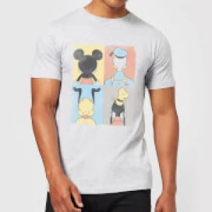 Image of Disney Mickey Mouse Donald Duck Mickey Mouse Pluto Goofy Tiles T-Shirt - Grey - M