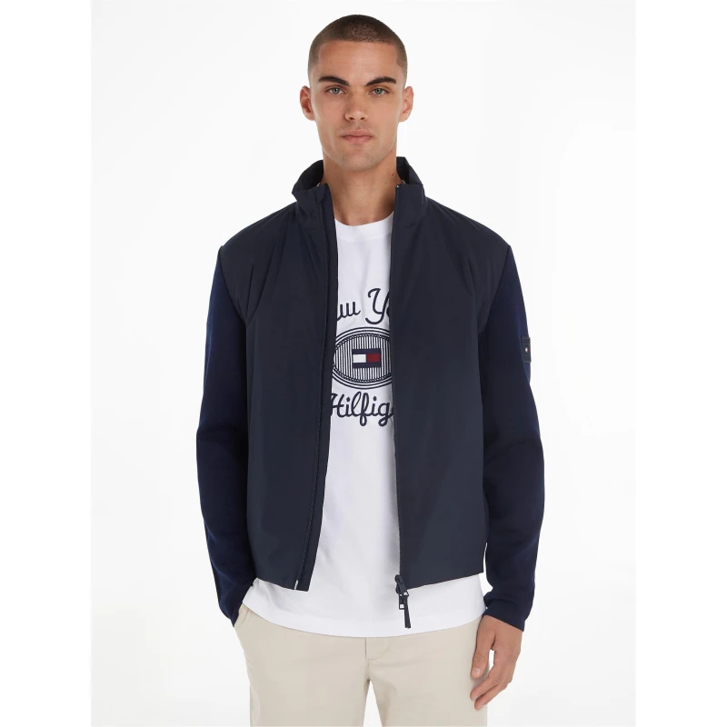 Image of Tommy Hilfiger Mens Mixed Media Full-Zip Fleece Desert Sky male 2XL