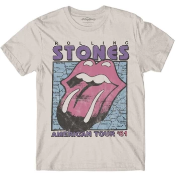 Image of The Rolling Stones - American Tour Map Unisex Medium T-Shirt - White