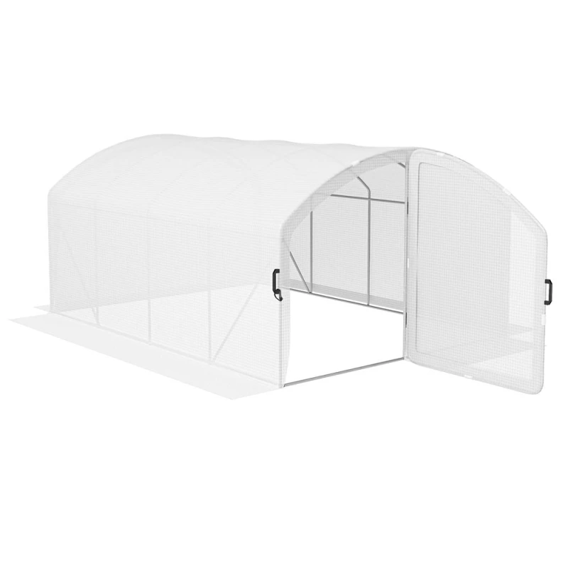 Image of Outsunny Polytunnel Greenhouse w/ PE Cover 4x3x2m, White 84H-011V01WT