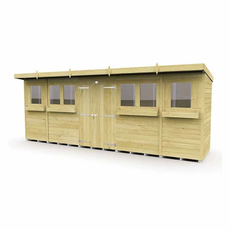 Image of Buttercup Farm 20 x 4 Feet Pent Summer Shed - Wood - L118 x W589 x H201cm in Brown Brown Unisex