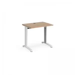 Image of TR10 straight desk 800mm x 600mm - white frame and beech top
