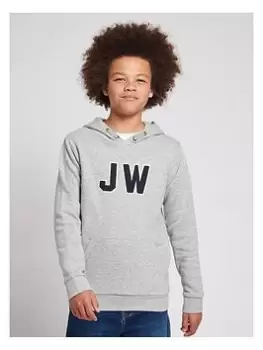 Image of Jack Wills Boys Mainstone Collegiate Hoodie - Vintage Grey Heather, Grey, Size 7-8 Years