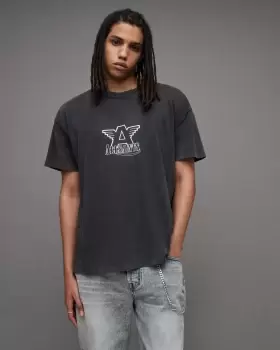 Image of AllSaints Match Biker Print Crew Neck T-Shirt