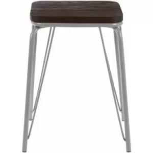 Image of District Grey Metal / Elm Small Wood Stool - Premier Housewares