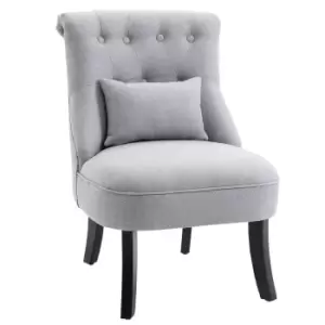 Image of HOMCOM Fabric Single Sofa Armchair Upholstered with Pillow Wood Leg - Grey