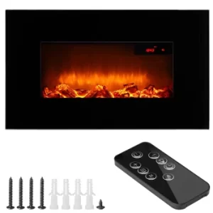 Image of Wall Mounted Electric Fireplace Black with Remote Control