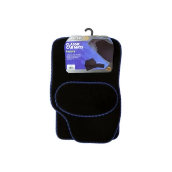 Image of Luxury Universal Mat Set - Blue S Binding - Black - 4 Piece - UM10 - Polco