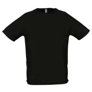 Image of SOLS Mens Sporty Short Sleeve Performance T-Shirt (S) (Black)