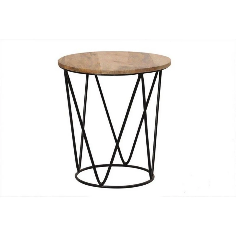 Image of Jaipur Furniture Ltd Ravi Side Table - Mango Wood/Iron - L41 x W41 x H45cm - Light Finish in Brown Brown Unisex