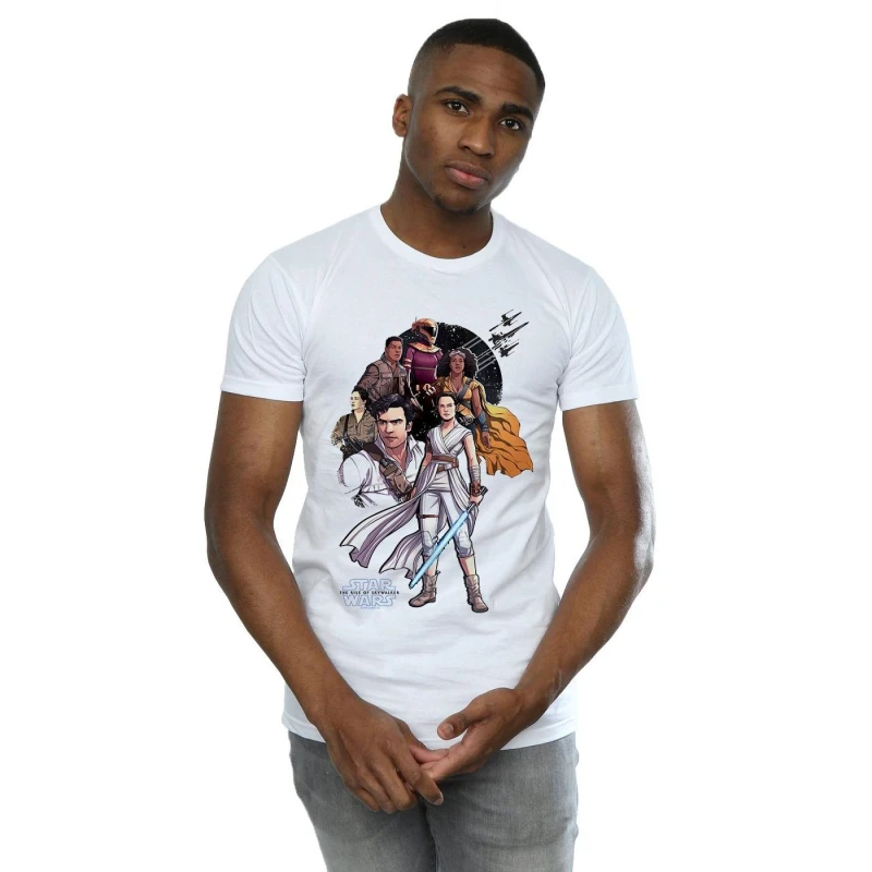 Image of Disney Men Star Wars The Rise Of Skywalker Resistance Illustration T-Shirt in White Size: Small White S Male 5059400146516