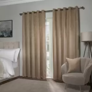 Image of Emma Barclay Ambiance Thermal Woven Blackout Lined Eyelet Curtains, Taupe, 46 x 54 Inch
