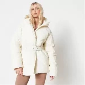 Image of Missguided Tall Oversized Belted Puffer Coat - Cream