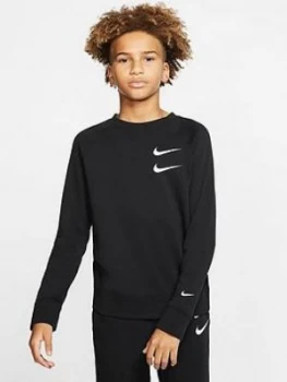 Image of Nike Nsw Older Boys Swoosh Crew Neck Sweater - Black
