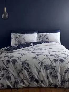 Image of Bianca Fine Linens Kyoto Leaf 100% Cotton Reversible Duvet Cover Set