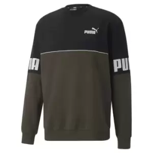 Image of Puma Colour Block Crew Sweatshirt Mens - Green