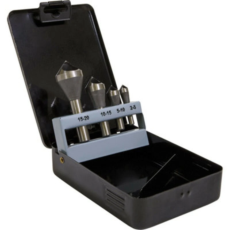 Image of Loops 4 Piece Slotted Deburring Countersink Drill Bit Set - 90 Degree - 2 to 20mm Size Multi