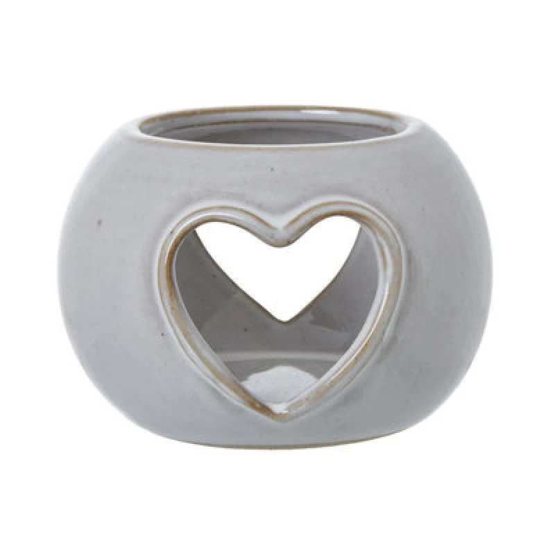 Image of White Ceramic Heart Cut-Out Round Tealight Holder
