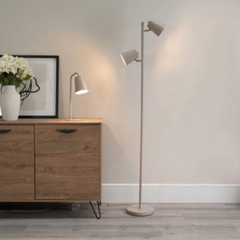 Image of ValueLights Bibi 2 Way Adjustable Multi-Directional Metal Floor Lamp Nude