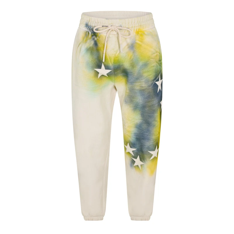 Image of Palm Angels Mens Stars Open Hem Jersey Joggers White Mult male S