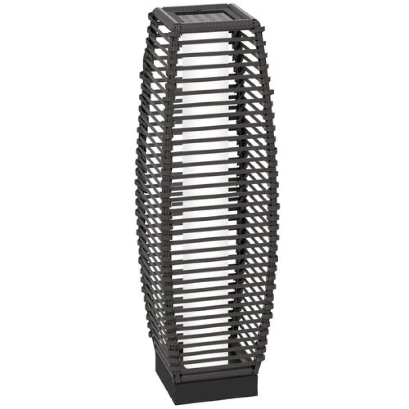 Image of Outsunny Solar Floor Lamp with Auto On/Off LED Lights for Porch, Yard Grey