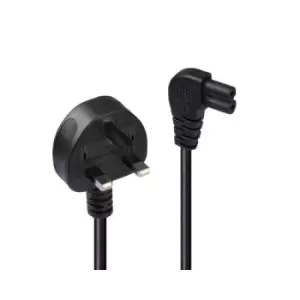 Image of Lindy 0.5m UK 3 Pin Plug to Right Angled IEC C7 mains power Cable Black