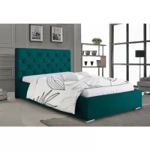Image of Hillary Upholstered Beds - Plush Velvet, Single Size Frame, Green - Green