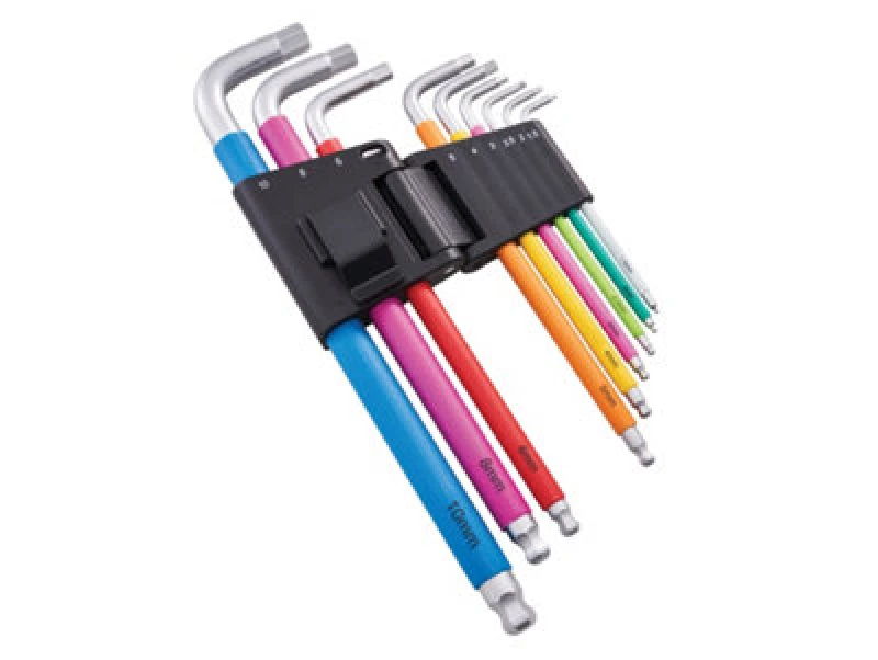 Image of Faithfull 9 Piece Multicoloured Hex Key Set Metric HKS9C
