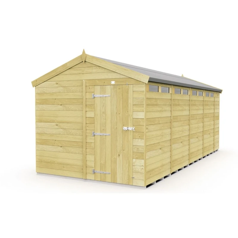 Image of Buttercup Farm 8 x 19 Feet Apex Security Shed - Single Door - L560 x W231 x H217cm in Brown Brown Unisex