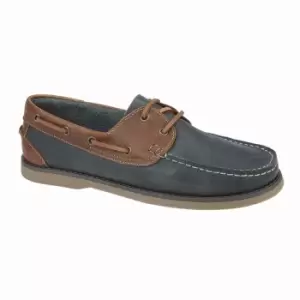 Image of Rdek Mens Leather Boat Shoes (7 UK) (Navy/Tan)