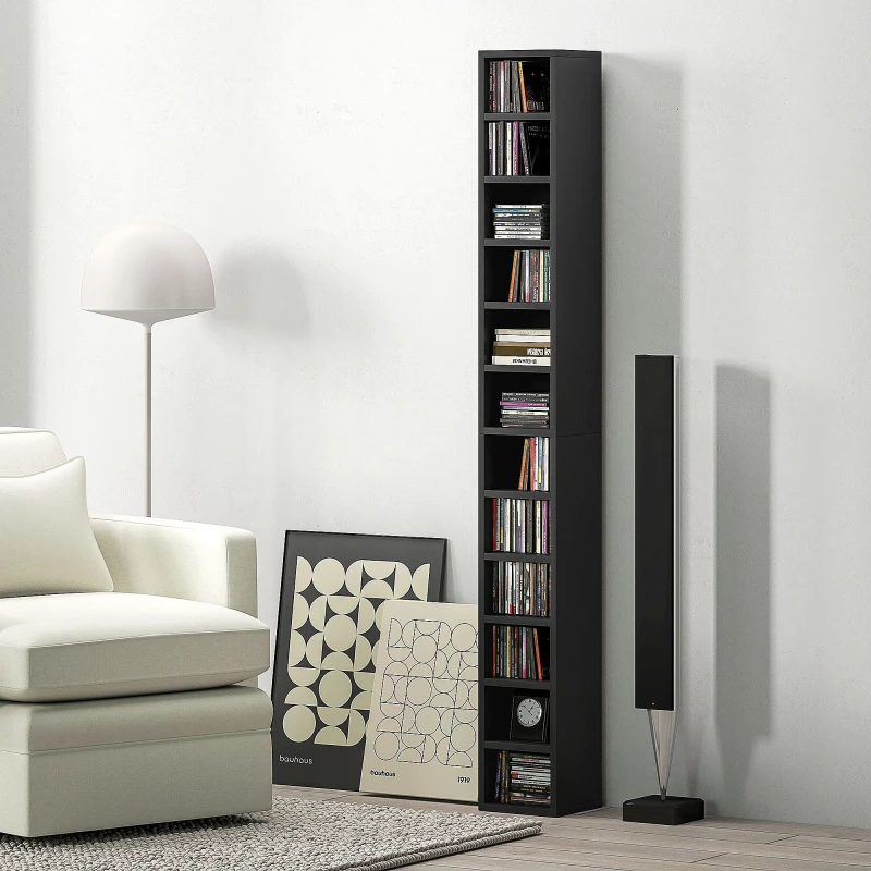 Image of HOMCOM 204 CD Storage Tower Tall Bookcase Bookshelf With Cubes - Black TJ Hughes 5061025050833