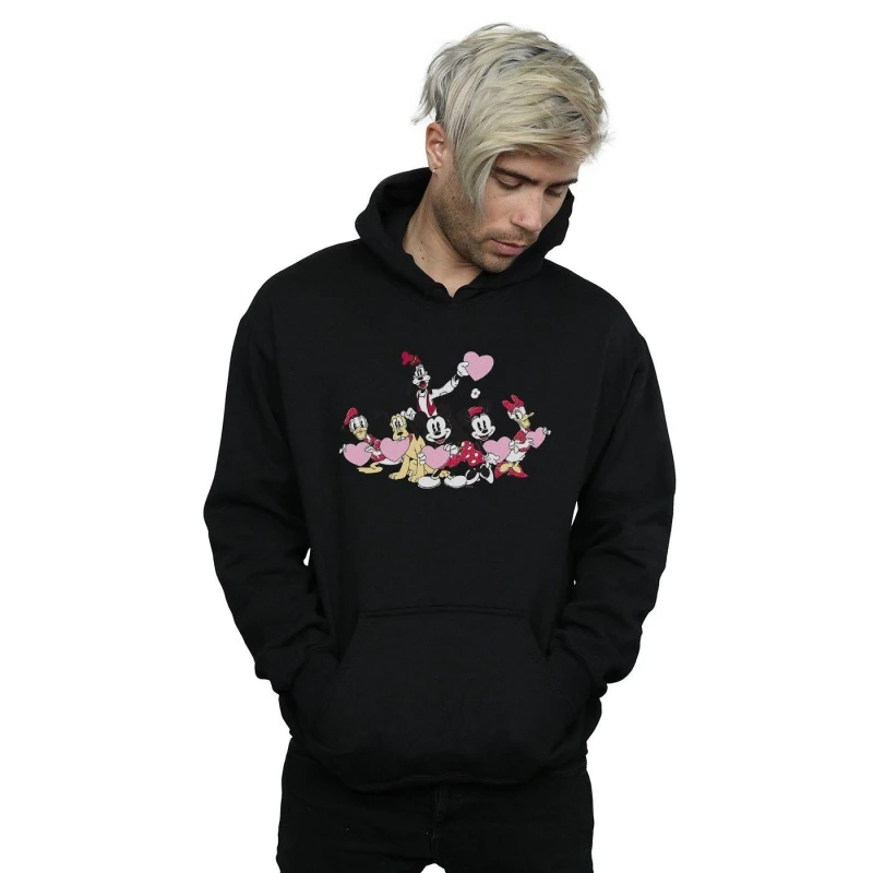 Image of Disney Men Mickey Mouse Love Friends Hoodie in Black Size: Small Black S Male 5059114431434