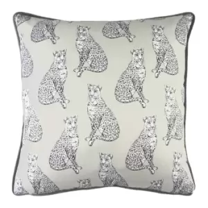 Image of Safari Leopard Repeat Cushion White / 43 x 43cm / Polyester Filled