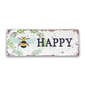 Image of Geko Vintage Metal Sign - Bee Happy Wall Sign