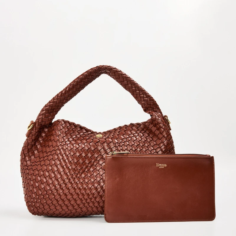 Image of Dune Deliberate Woven Leather Grab Bag Tan female 0019511200004351