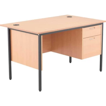 Image of Start 18 1229MM Rectangle Desk W/2 Draw Fixed Pedestal - Beech