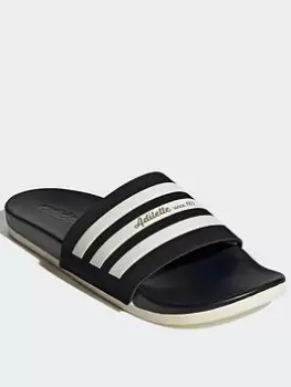 Image of adidas Adilette Comfort Slides, White/Blue, Size 9, Men