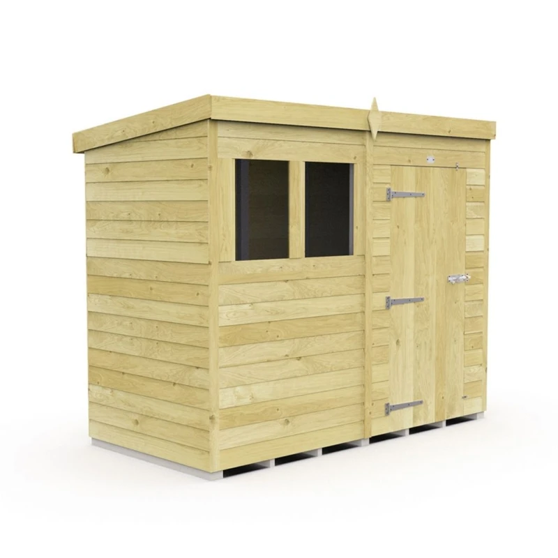 Image of Buttercup Farm 8 x 4 Feet Pent Shed - Single Door W/ Windows - L118 x W243 x H201cm in Brown Brown Unisex
