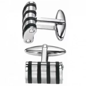 Image of Fred Bennett Stainless Steel Black Striped Cufflinks V381
