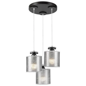 Image of Lamkur Lighting - Rosa Cluster Pendant Ceiling Light With Fabric Shade, Black, 3x E27