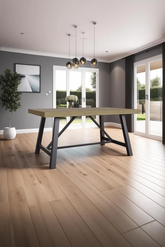 Image of FWStyle FWStyle 1.6M Solid Pine Modern Fixed Top Dining Table in Brown Brown One Size Unisex 5056413124081