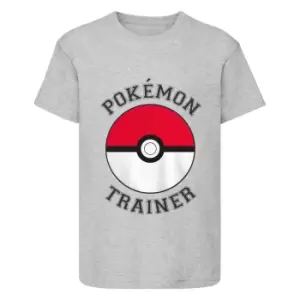 Image of Pokemon Girls Trainer Pokeball T-Shirt (3-4 Years) (Grey Heather)