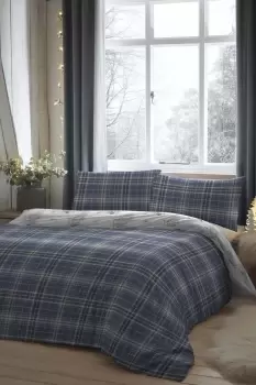 Image of Keswick Check' Brushed Cotton Illustrated Squirrel Print Reversible Duvet Cover Set